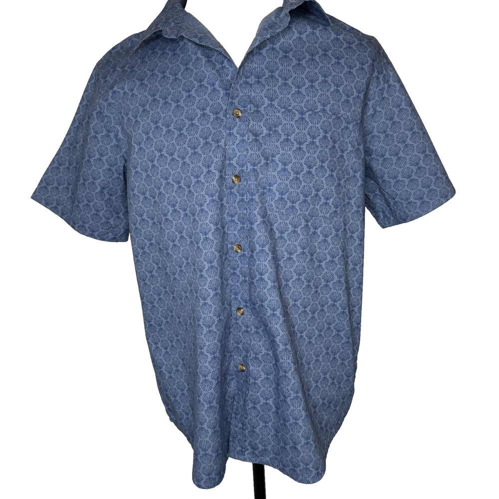 Old Navy Men’s Every Day Short Sleeve Collared Shirt Blue Size Large Button Up